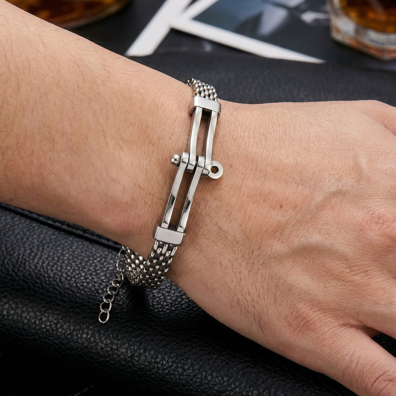 Hip-Hop Cool Locomotive Bracelet – Punk Bike Chain – Curved Mesh Chain Belt Extension