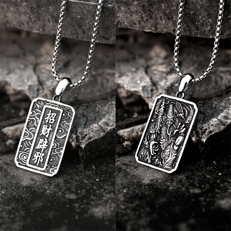 Stylish Retro Black and White Titanium Steel Pendant for Men - Unique Personality Design