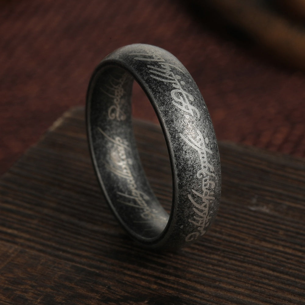 Planderful Lord Of The Rings Ring 6mm Ancient Silver Steel Retro Style For Men And Women With Protection Motif