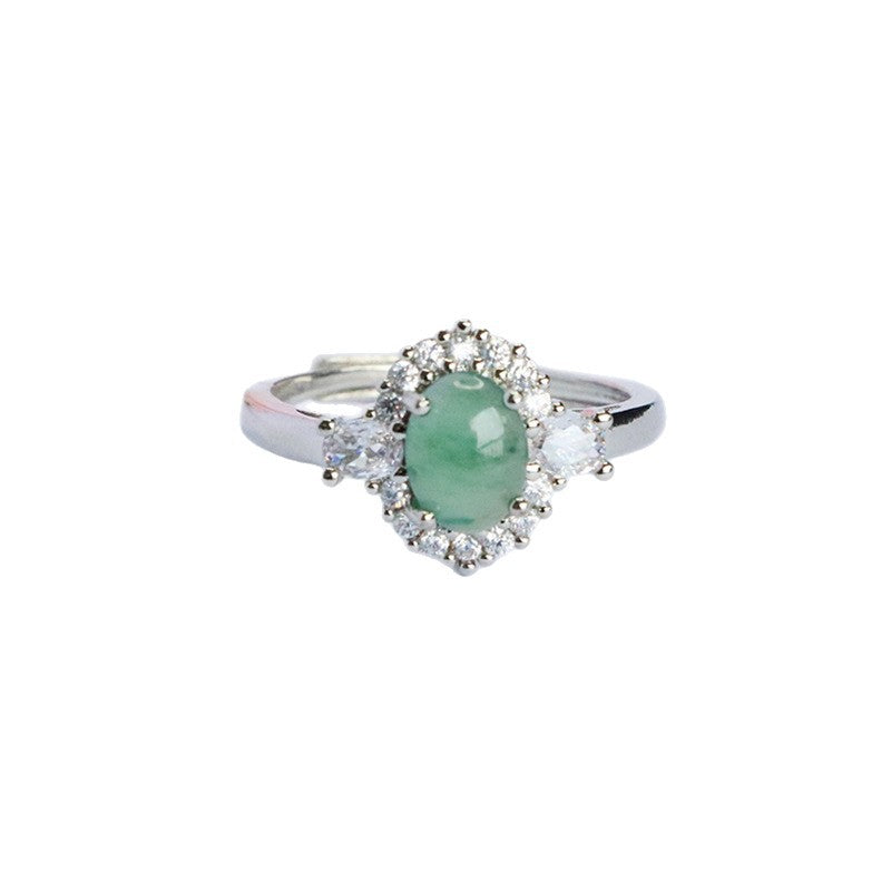 Blue Water Jadeite Double-Band Ring