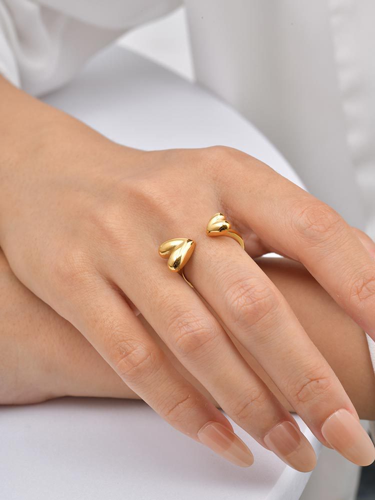 Stainless Steel Cold Wind – Butterfly Heart-Shaped Open Ring