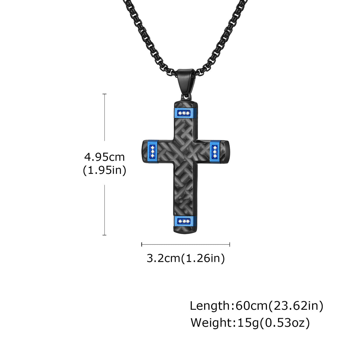 Cross Zircon Black Stainless Steel Necklace for Men