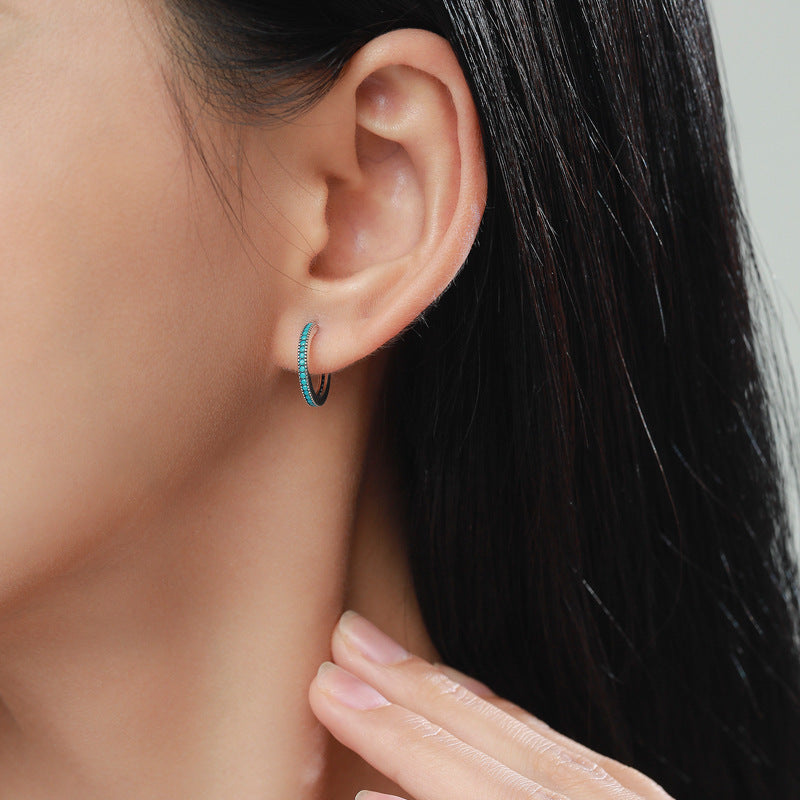 Fresh Turquoise Round Sterling Silver Earrings