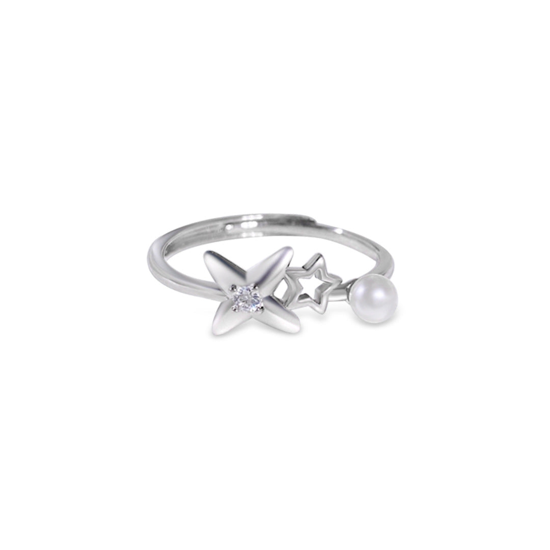 S925 Sterling Silver Freshwater Pearl Ring — Adjustable