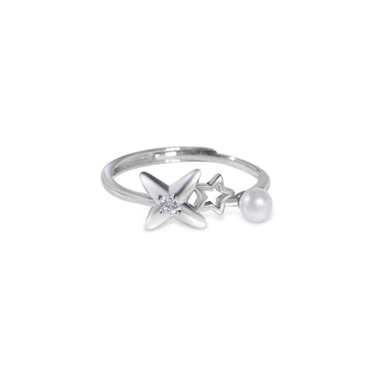 S925 Sterling Silver Freshwater Pearl Ring — Adjustable