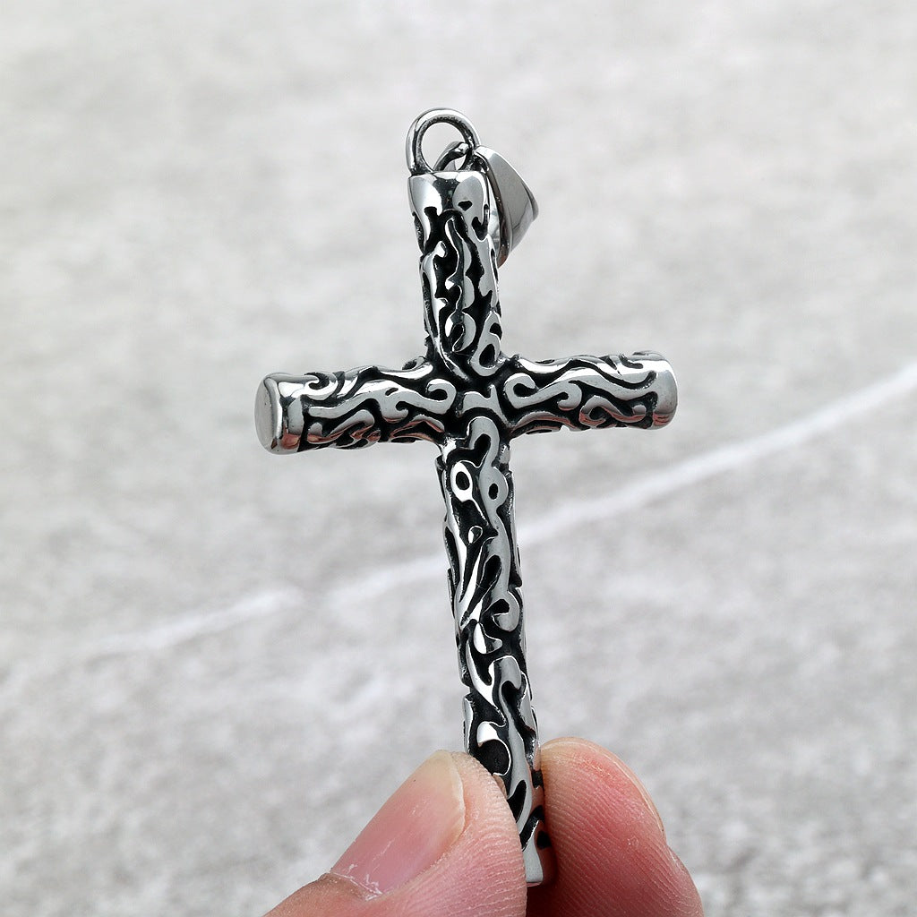 Vintage Cross Stainless Steel Pendant Necklace