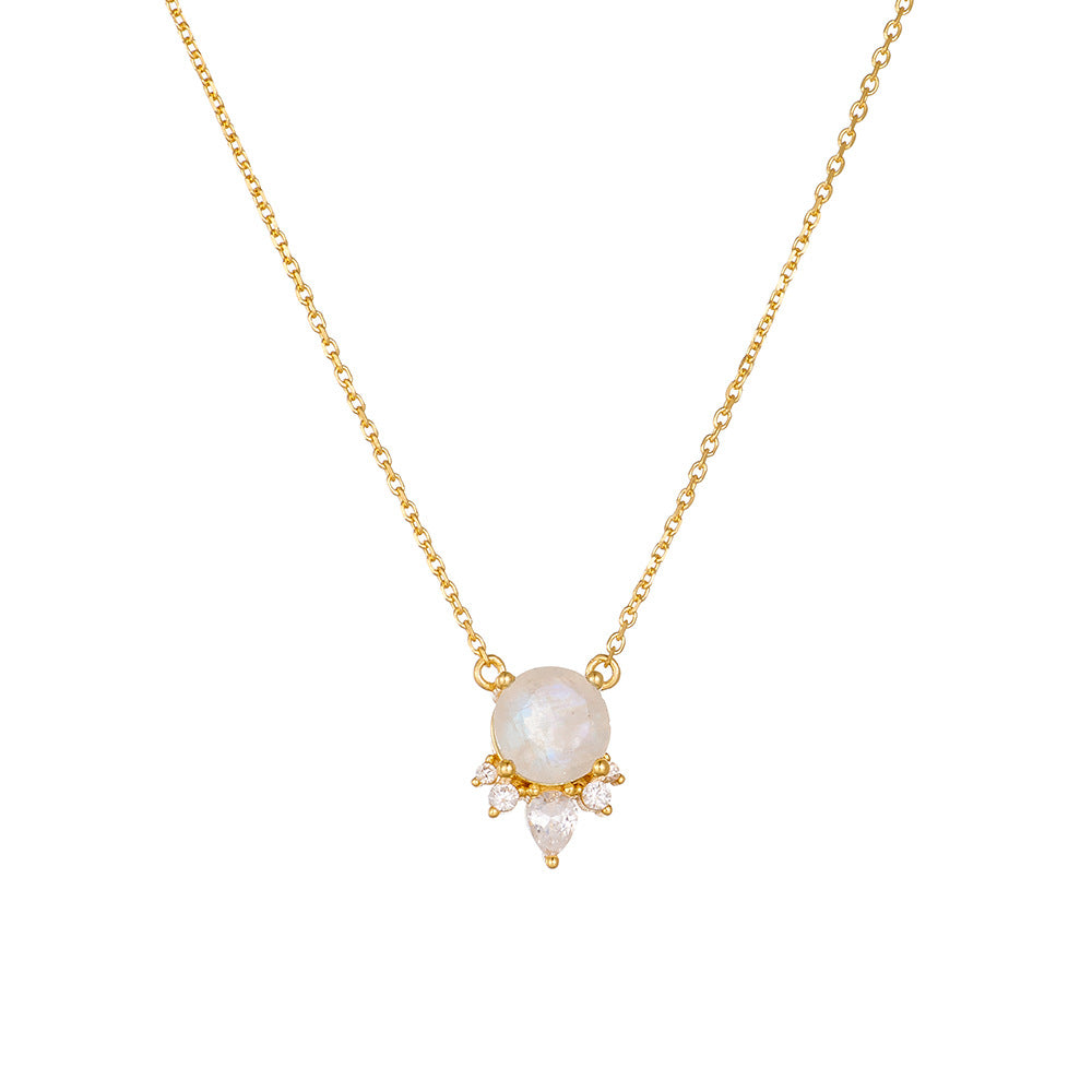 Japanese Natural Moonstone Necklace High-End S925 Sterling Silver