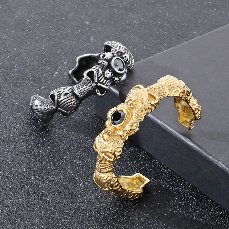 Planderful Gothic Skull Bracelet For Men Titanium Steel
