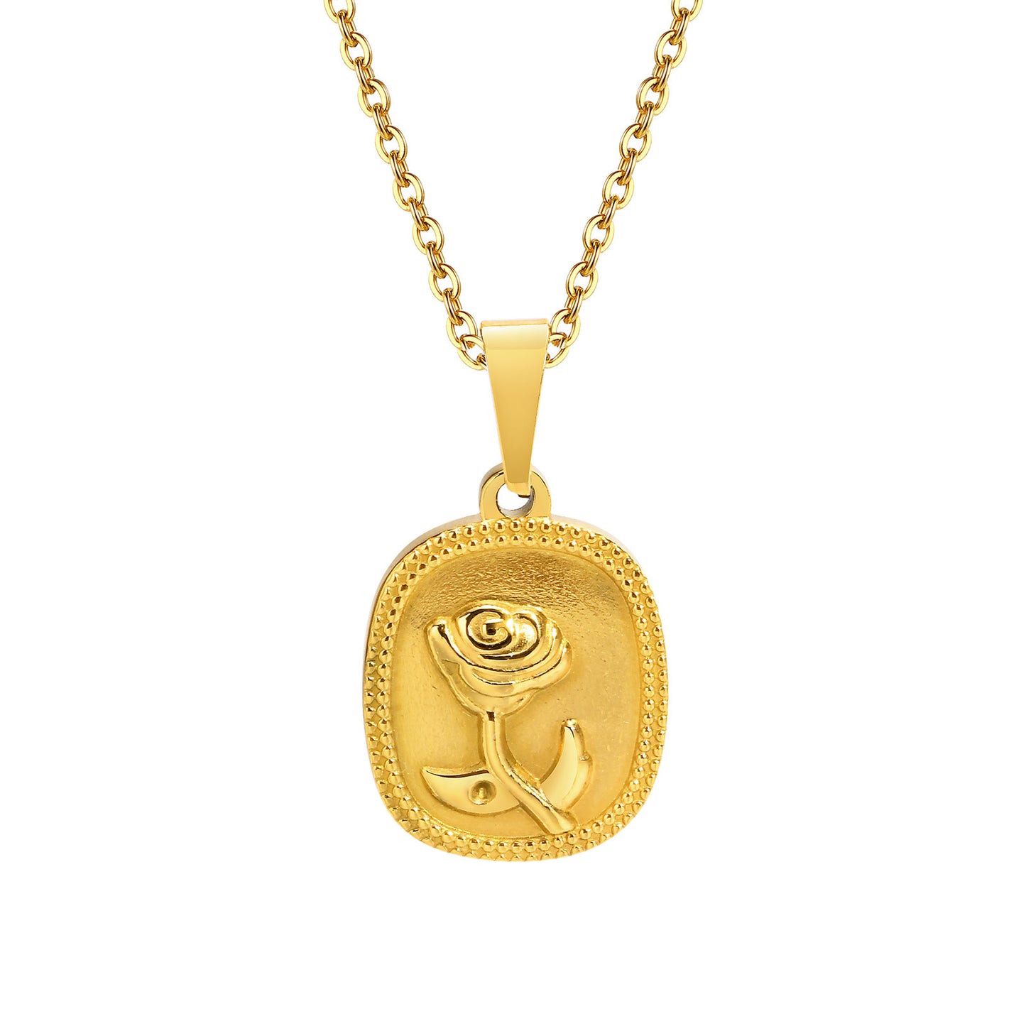 Titanium Steel Wholesale French Retro Sand Rose Pendant Gold
