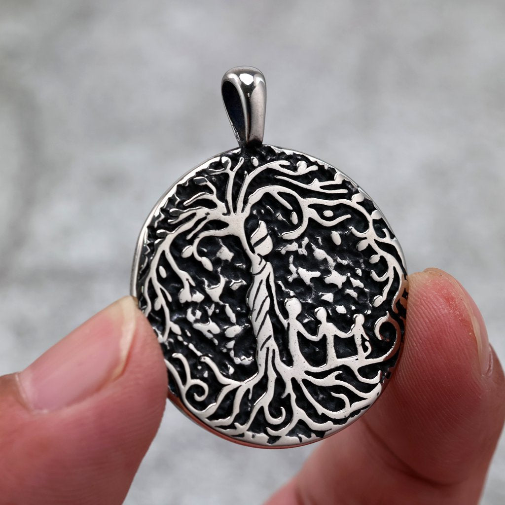 Vintage Tree of Life Stainless Steel Pendant Necklace