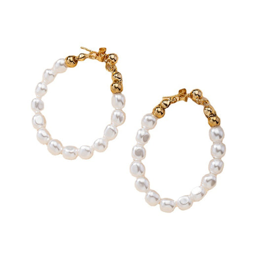 Elegant Vienna Verve Metal Pearl Earrings - Stylish Amazon Jewelry Piece