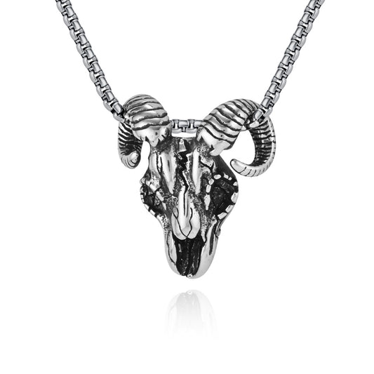 Cross-Border European American Skull Goat Head Necklace