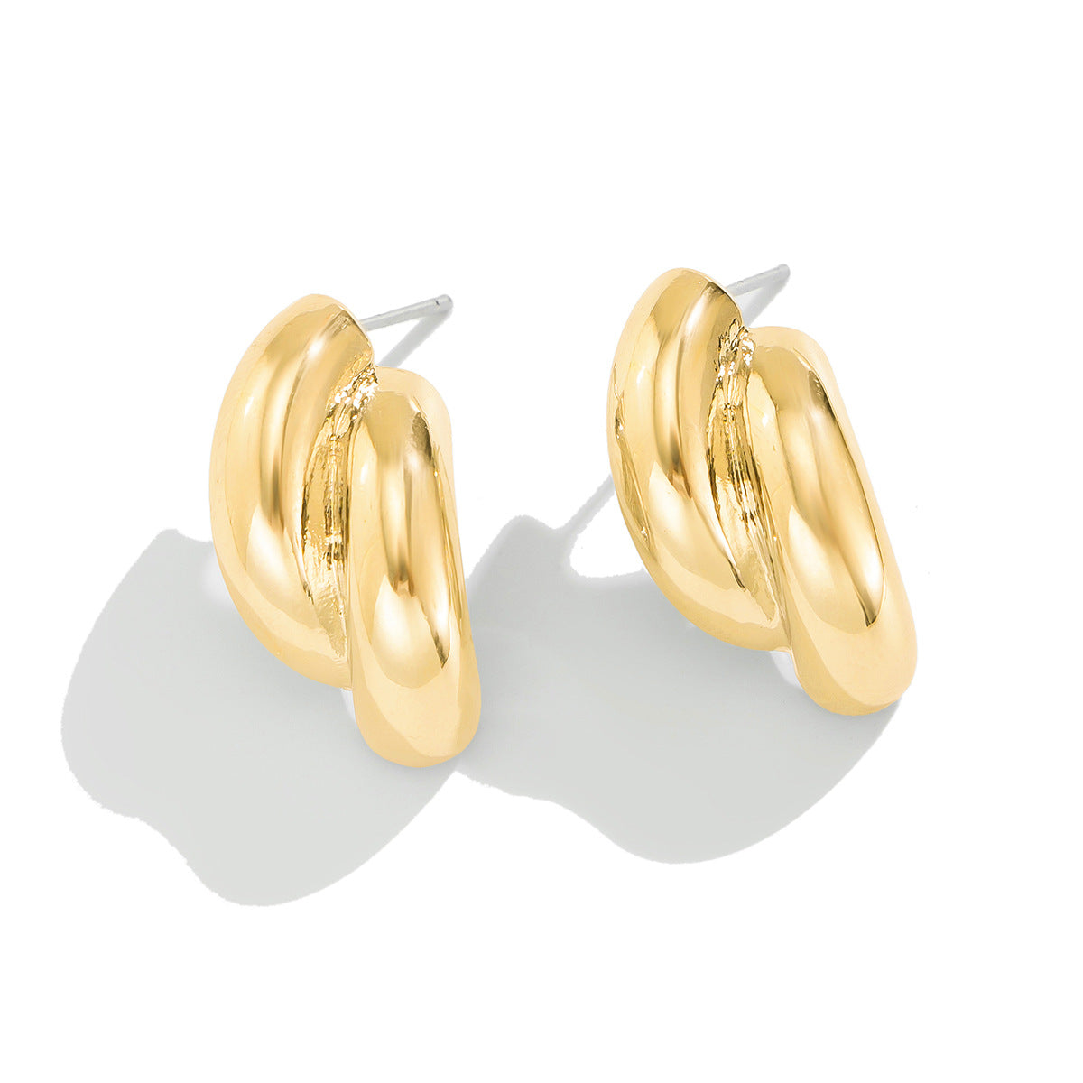 Planderful Vienna Verve Simple Alloy Stud Earrings For Women Elegant C Shaped Elbow Design Versatile Autumn Winter