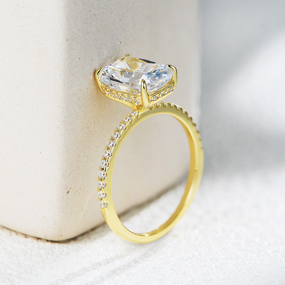 Planderful S925 Sterling Silver Zircon Ice Flower Ring Set For Women Elegant Light Luxury Jewelry