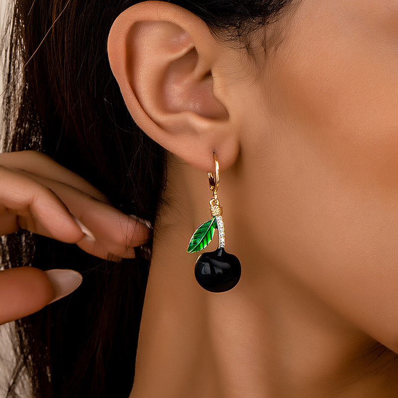 Planderful Vienna Verve Earrings – Fashionable Metallic Cherry Diamond-Encrusted Design