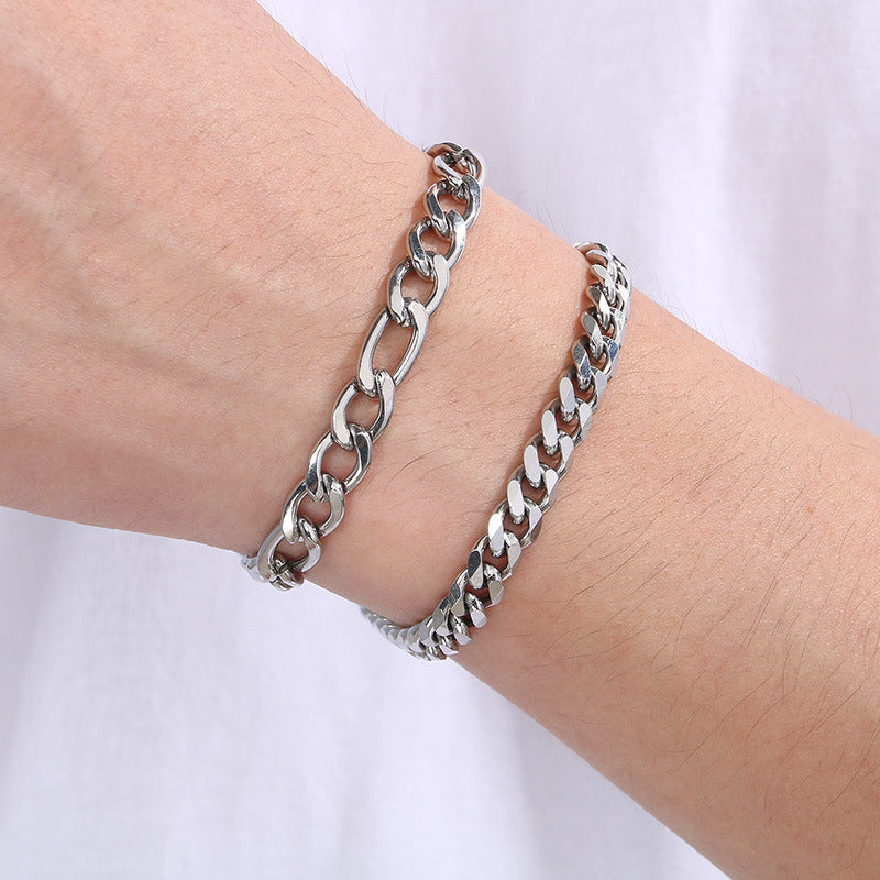 Minimalist Unisex Bracelet Stacked Figaro Twist Chain Cuban Chain