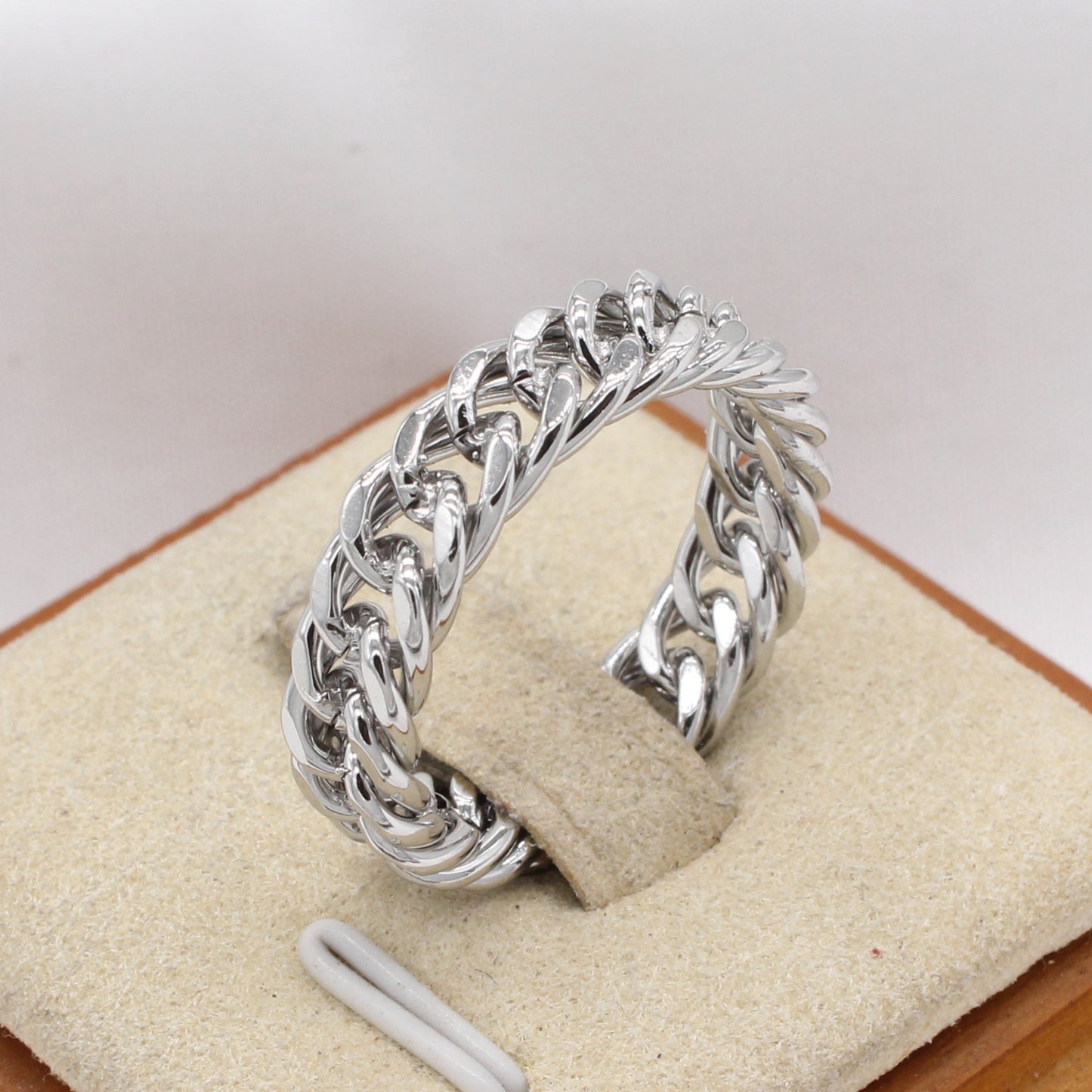 Planderful Jewelry Mens Titanium Steel Ring Simple Chain Design For Everyday Wear