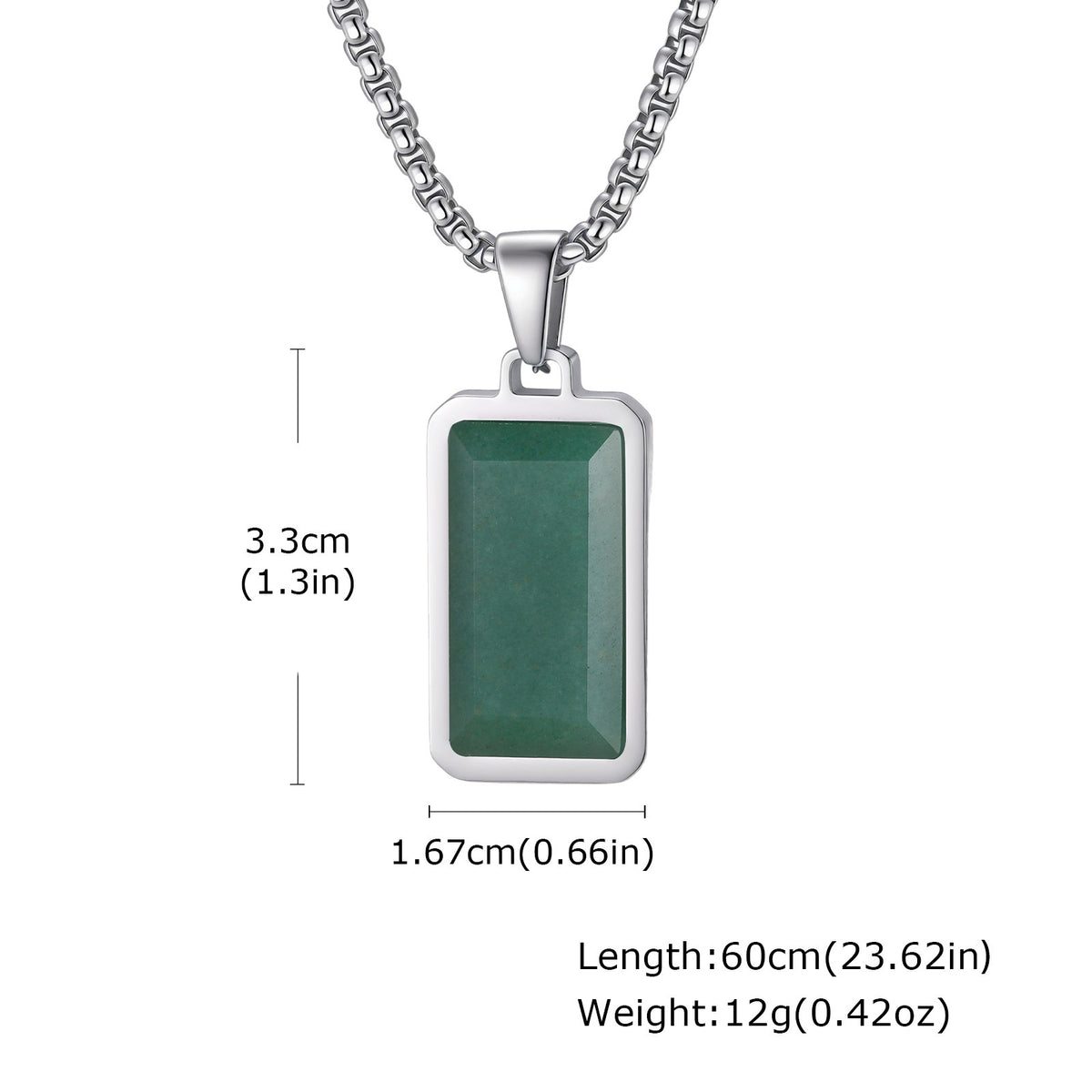 Green Aventurine Stainless Steel Pendant for Men