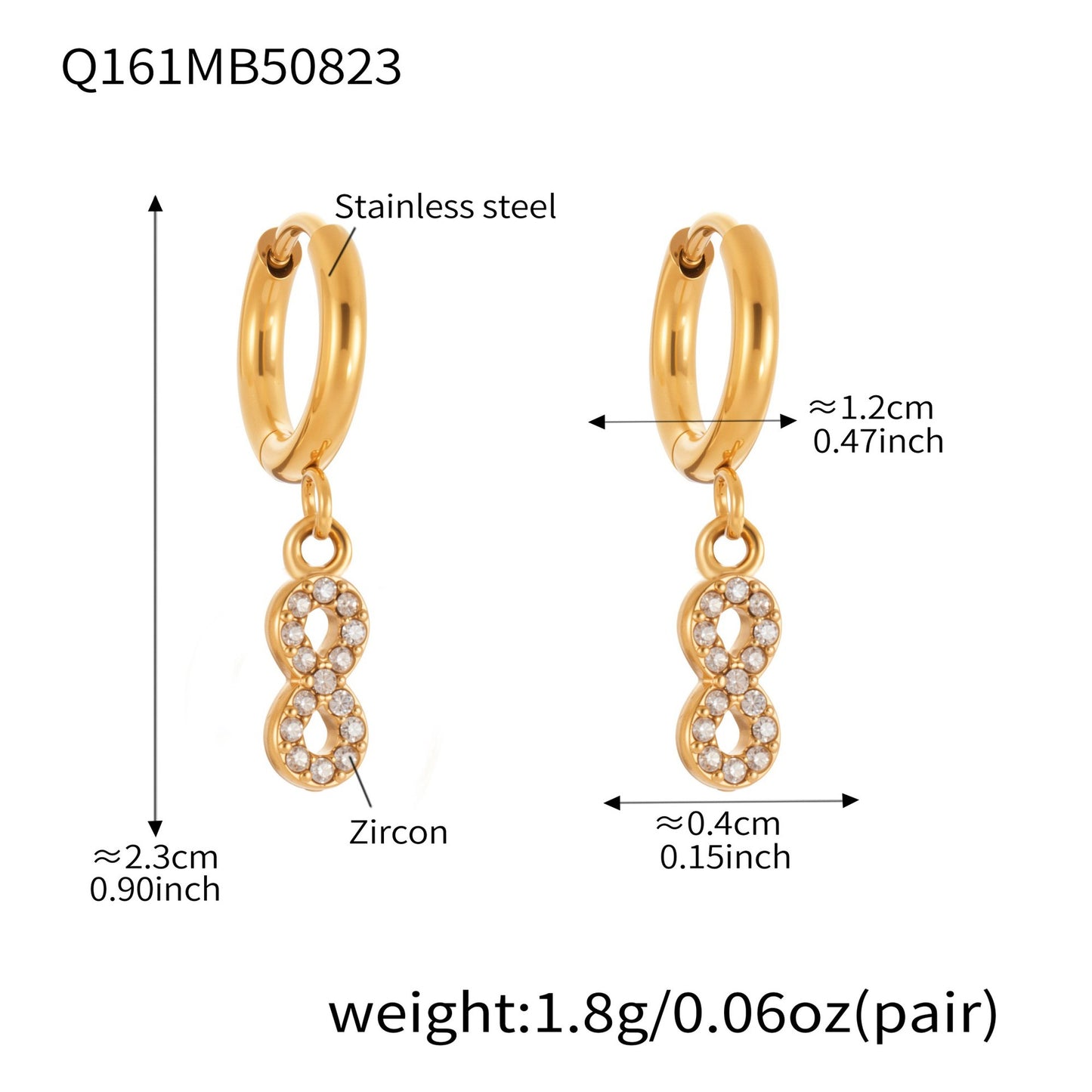 Planderful Zircon Earrings Exquisite Gold Plated For Women