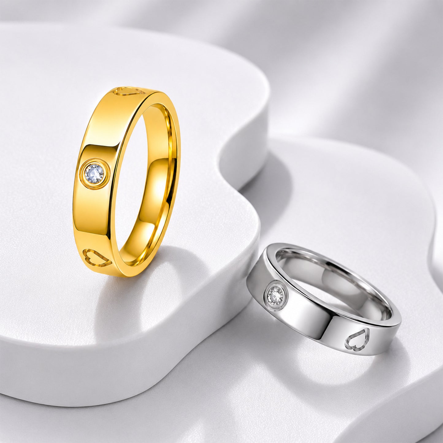 Planderful Everyday Genie Zircon Inlaid Stainless Steel Ring For Couples Unisex Luxury Statement Jewelry