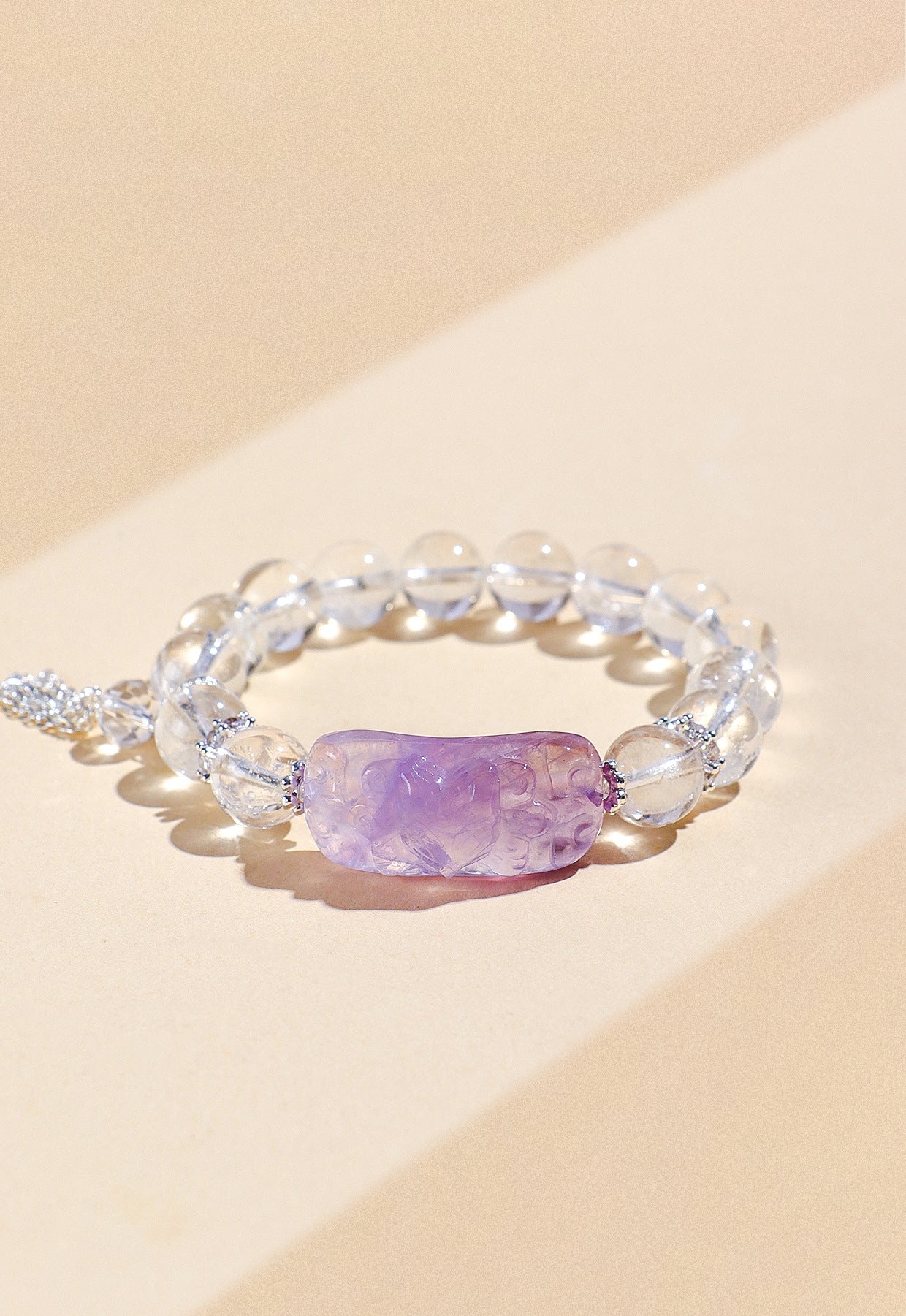 Planderful Fortune's Favor Bracelet – Natural Amethyst and White Crystal Design