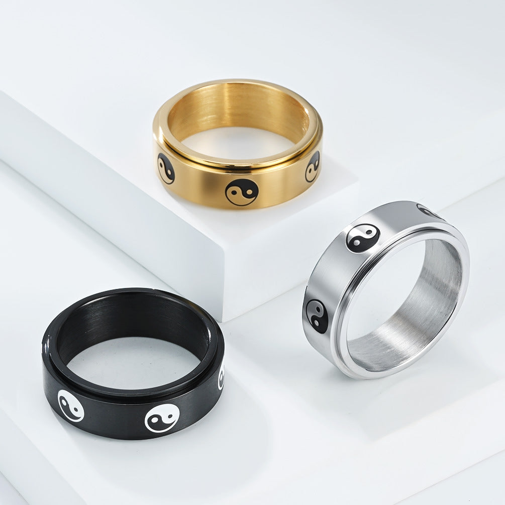 Steel Ring – Elegant Taoist Yin Yang Taiji Ring