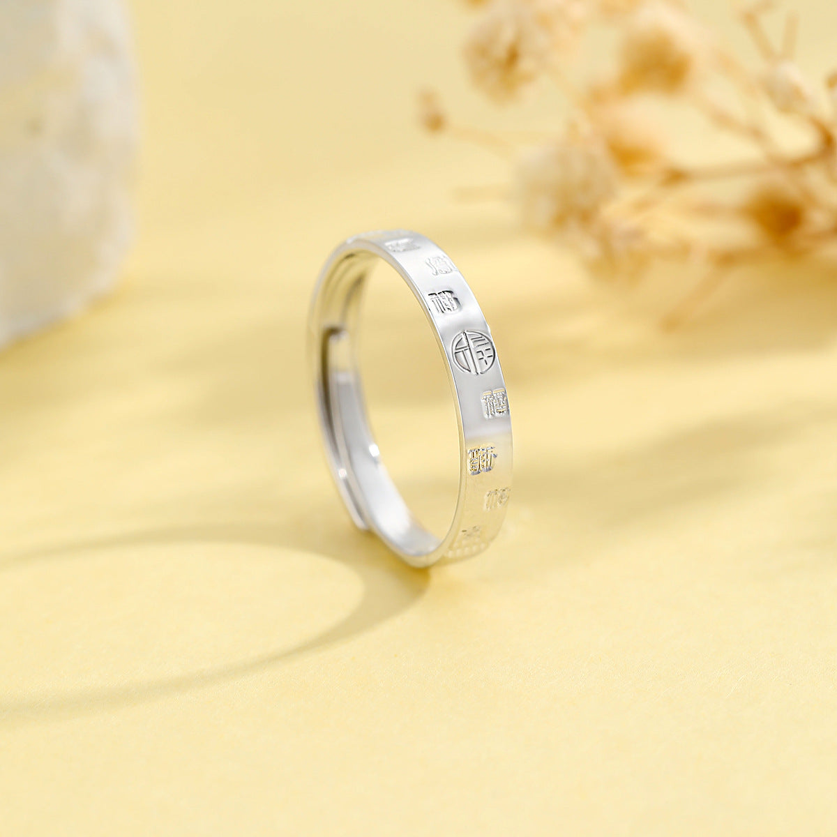 Planderful S925 Sterling Silver Ring Adjustable Opening Fortune Blessing For Women Chic Luxury Everyday Genie