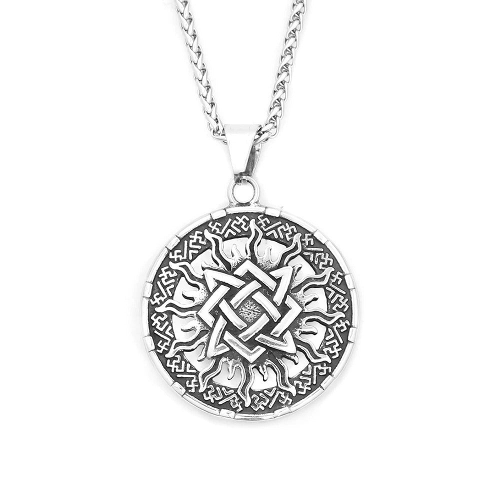 Vintage Viking Sun Stainless Steel Men's Pendant Necklace