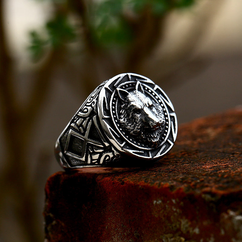 Titanium Steel Wolf Head Pendant - Nordic Retro Jewelry for Men