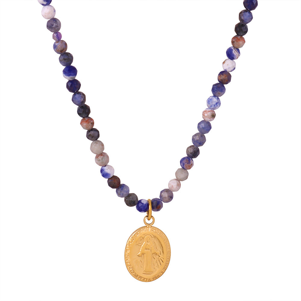 Luxurious Handmade Beaded Necklace with Gold-Plated Pendant