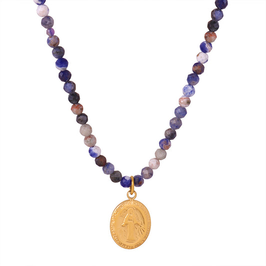 Luxurious Handmade Beaded Necklace with Gold-Plated Pendant