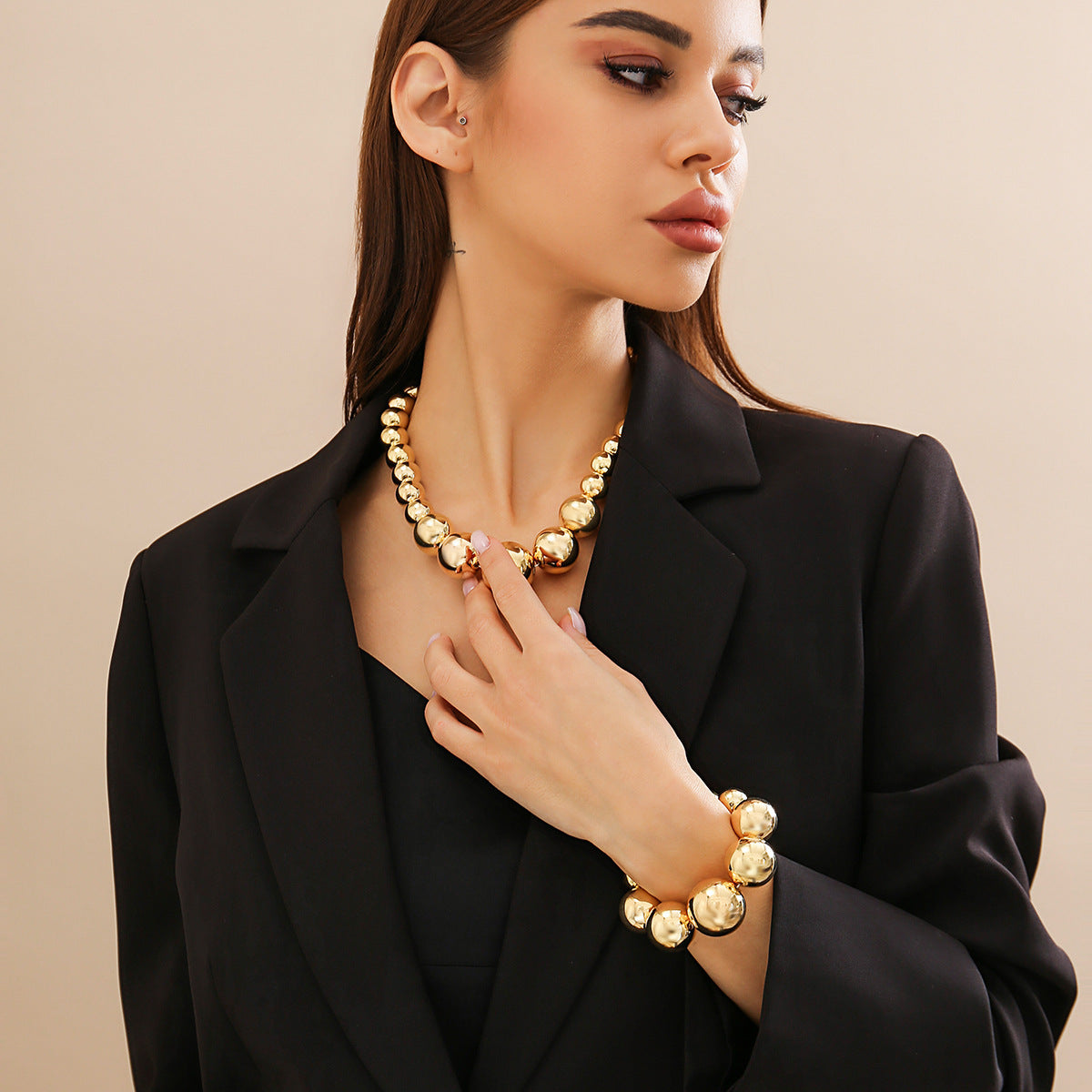 Punky Chain with Beaded Collar Necklace