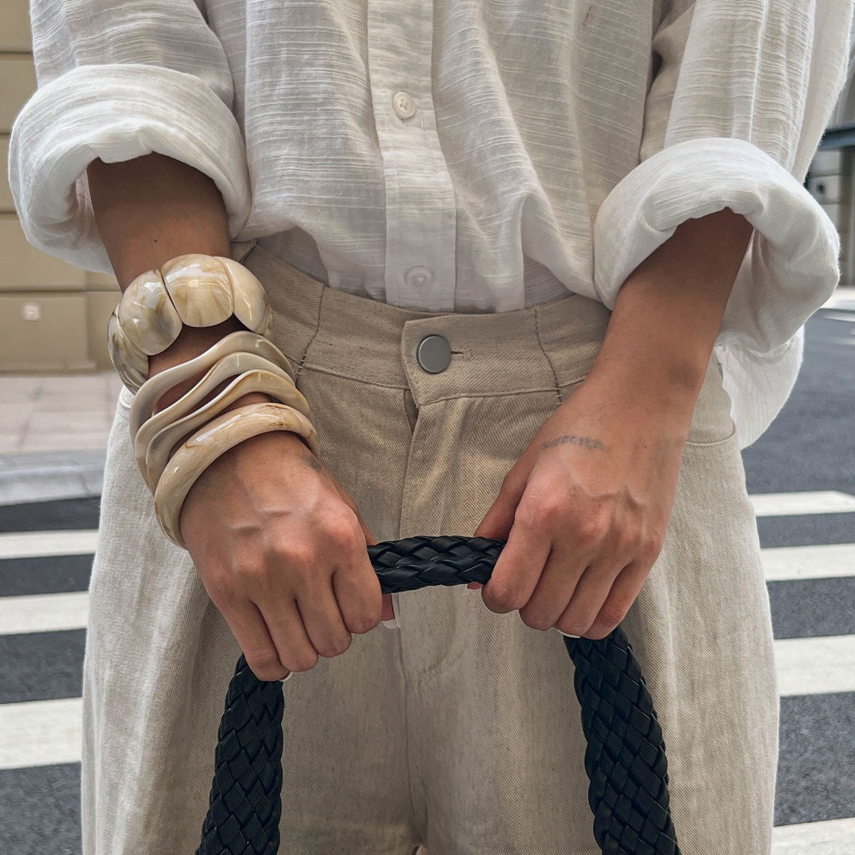 Elastic Exaggerated Acrylic Bracelet Wavy Ring Geometric Bracelet