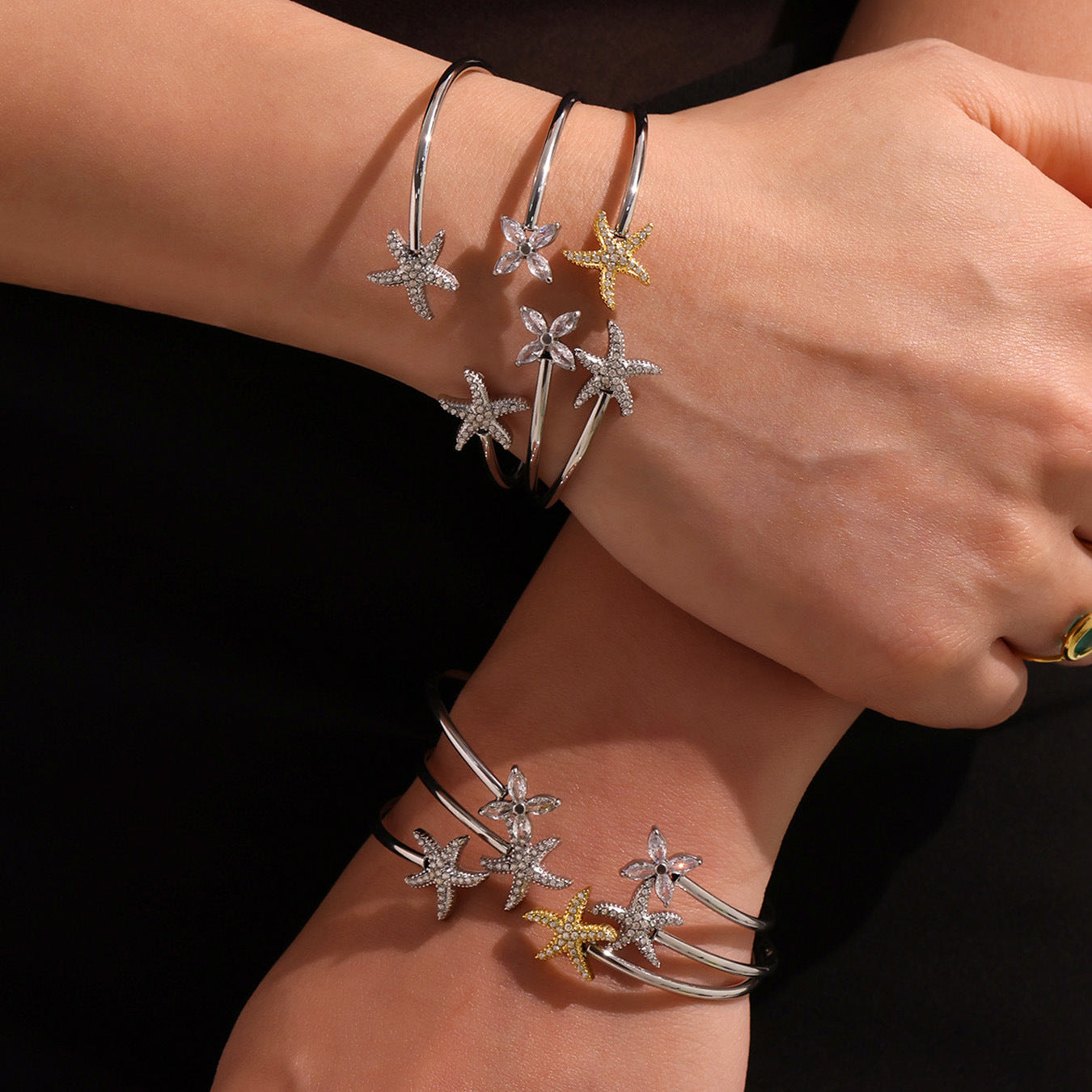 Planderful Ocean Zircon Starfish Bracelet For Her 18K Gold