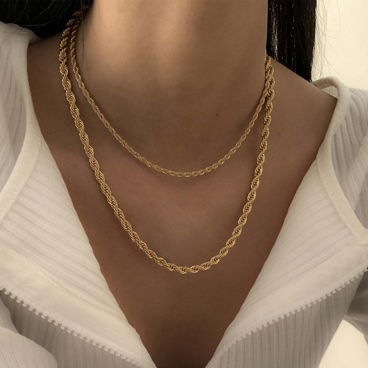 Planderful Vienna Verve Twist Chain Geometric Necklace For Women Mixed Metal Hip Hop Style Statement