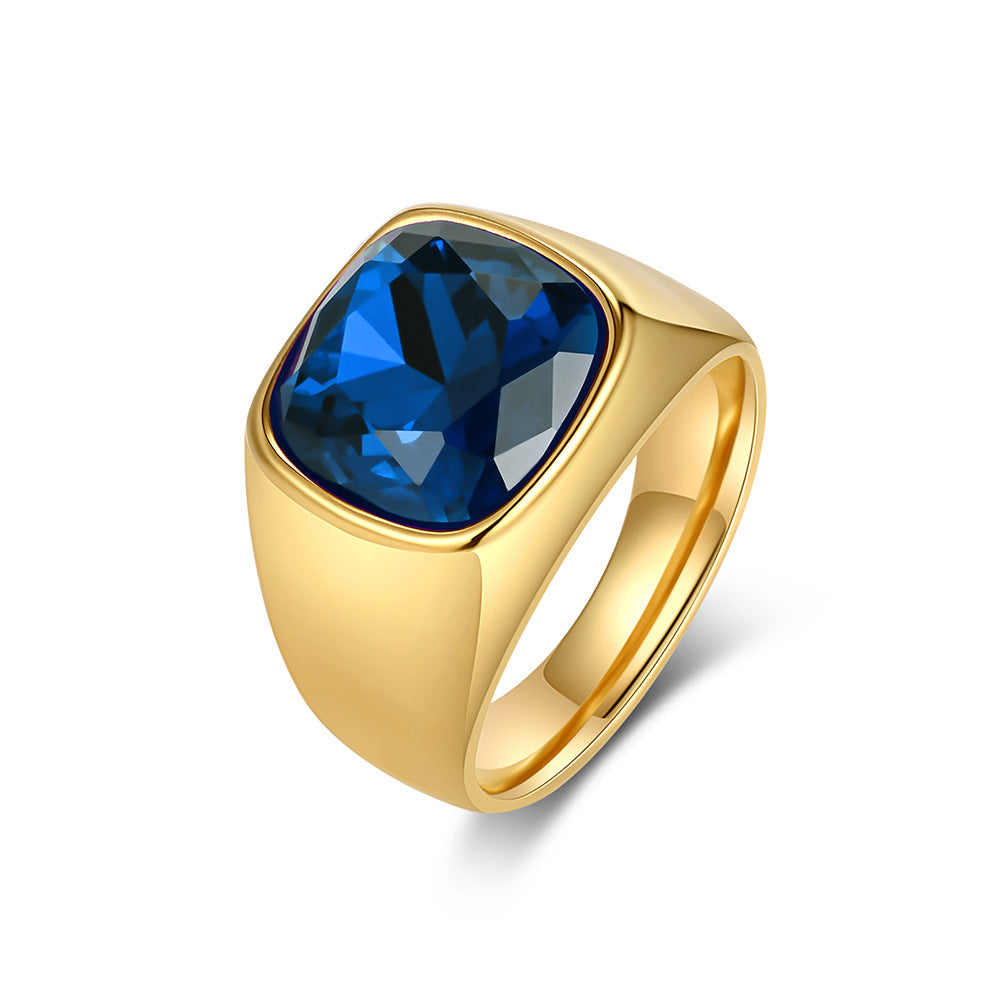 Black Gemstone Zircon Stainless Steel Ring Unisex