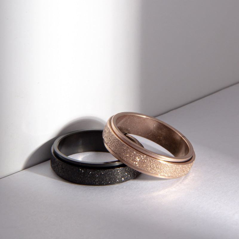 Planderful 6MM Colorful Rose Gold Rotating Ring Titanium Steel Matte Decompression Jewelry For Unisex