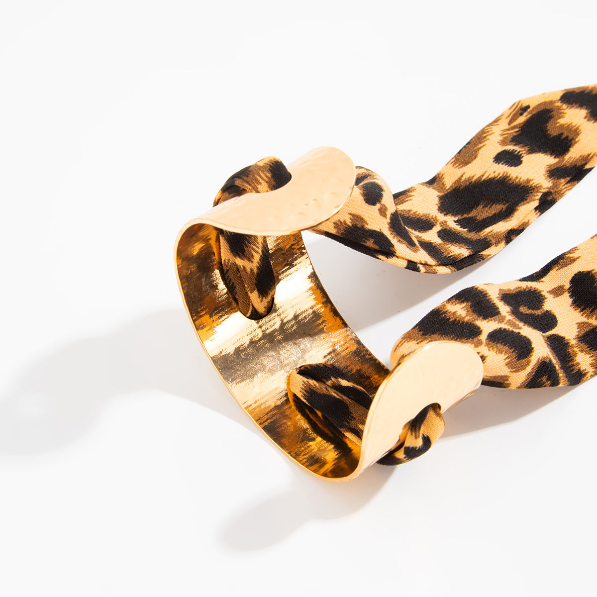 Planderful Collection Vienna Verve Bracelet For Women Hammer Pattern Wide Surface Opening Leopard Print Silk Scarf