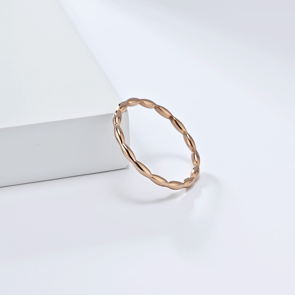 INS Simple French Series Water Drop Titanium Steel Ring for Women