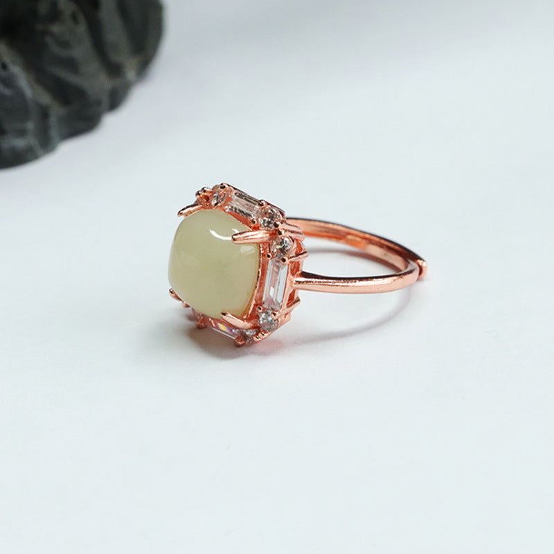 Hetian Jade Sugar-Cube Ring