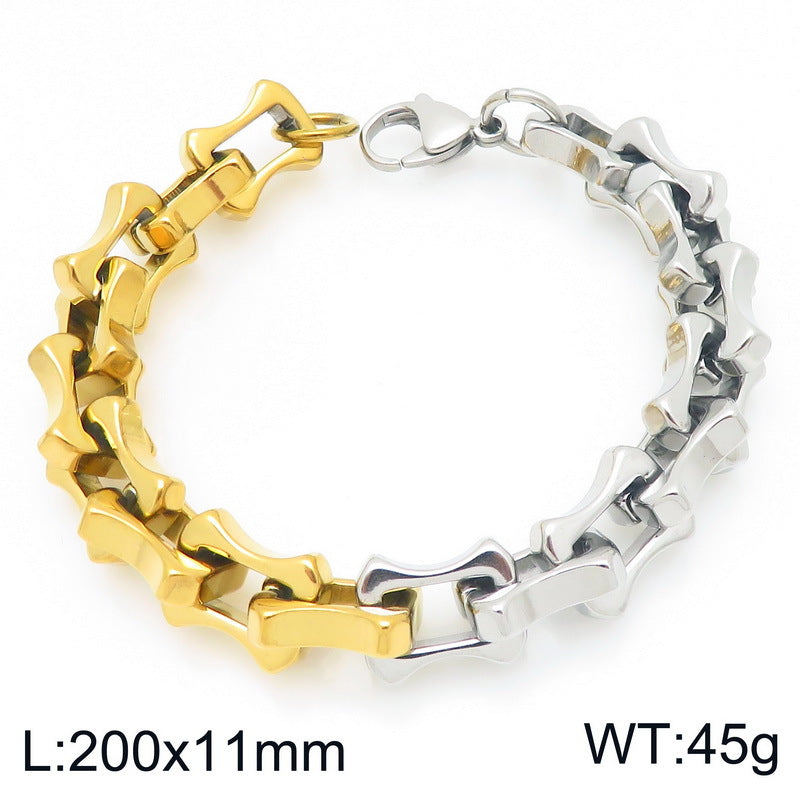 Diy – Two-Color Layered Chain Bamboo Chain Titanium Steel Men's Bracelet