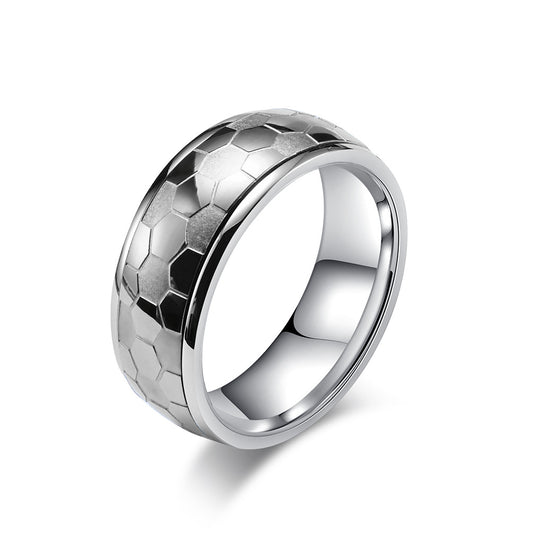 Rotatable Titanium Steel Football Ring for Men Fans