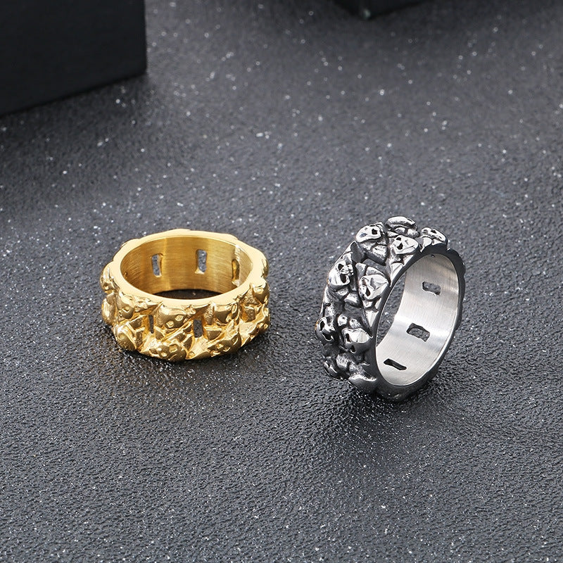 Planderful Skull Ring Men Edgy Stainless Steel Punk Style