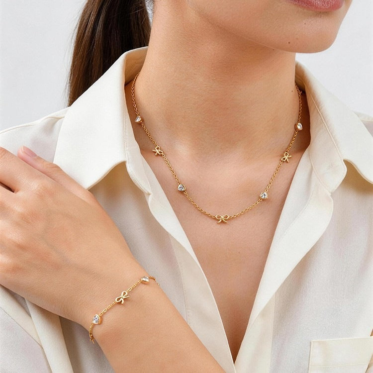 Heart Zircon Stainless Steel Bracelet for Women