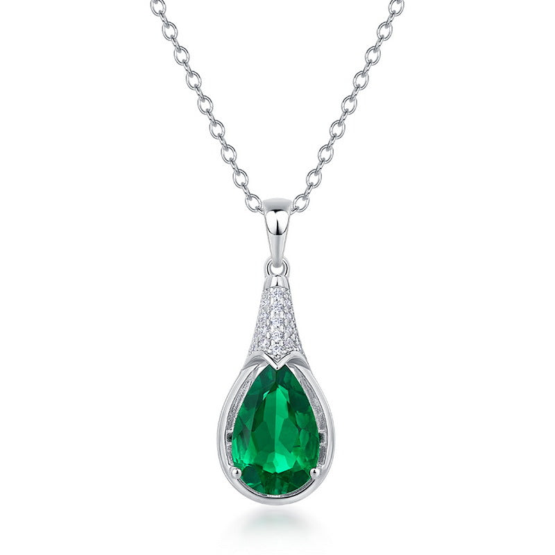 Planderful Gala Fireworks Necklace – Elegant Water Drop-shaped Lab Grown Emeralds