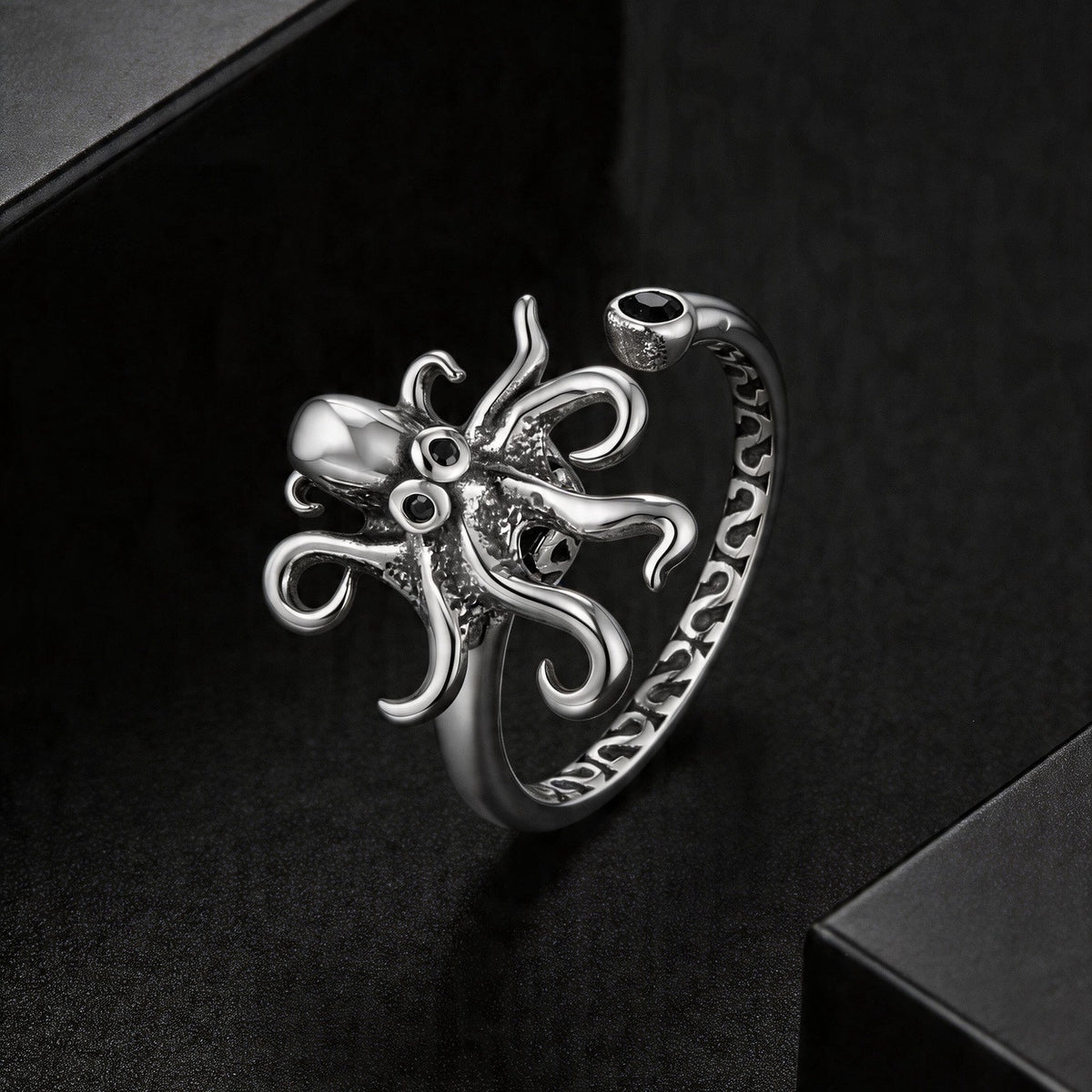 Stainless Steel Vacation Wear Rotating Octopus Octopus Open Ring Neutral