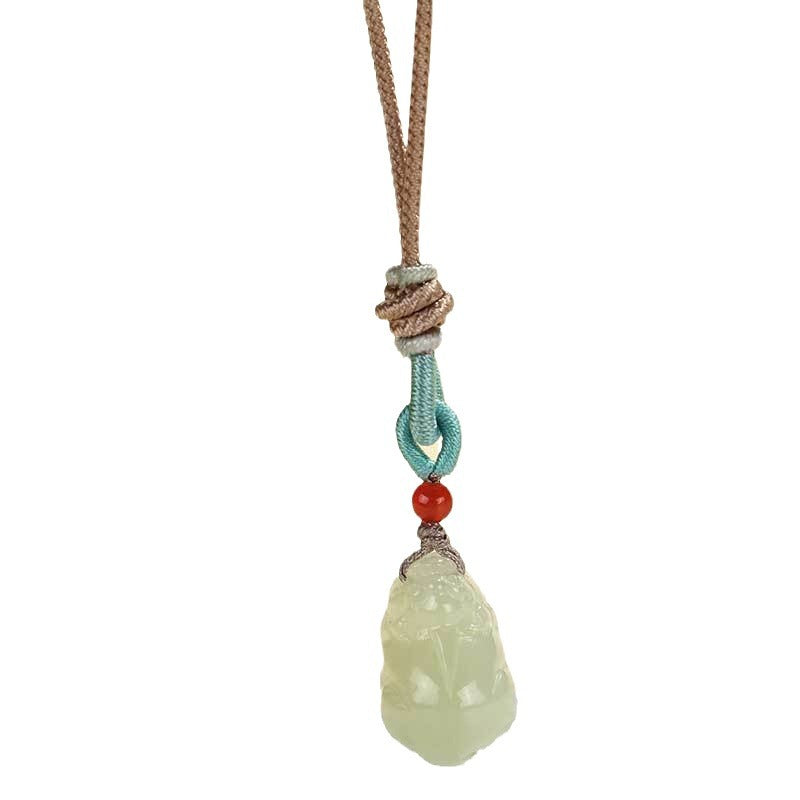 Hetian Jade Pixiu Ruyi Lock Pendant Necklace