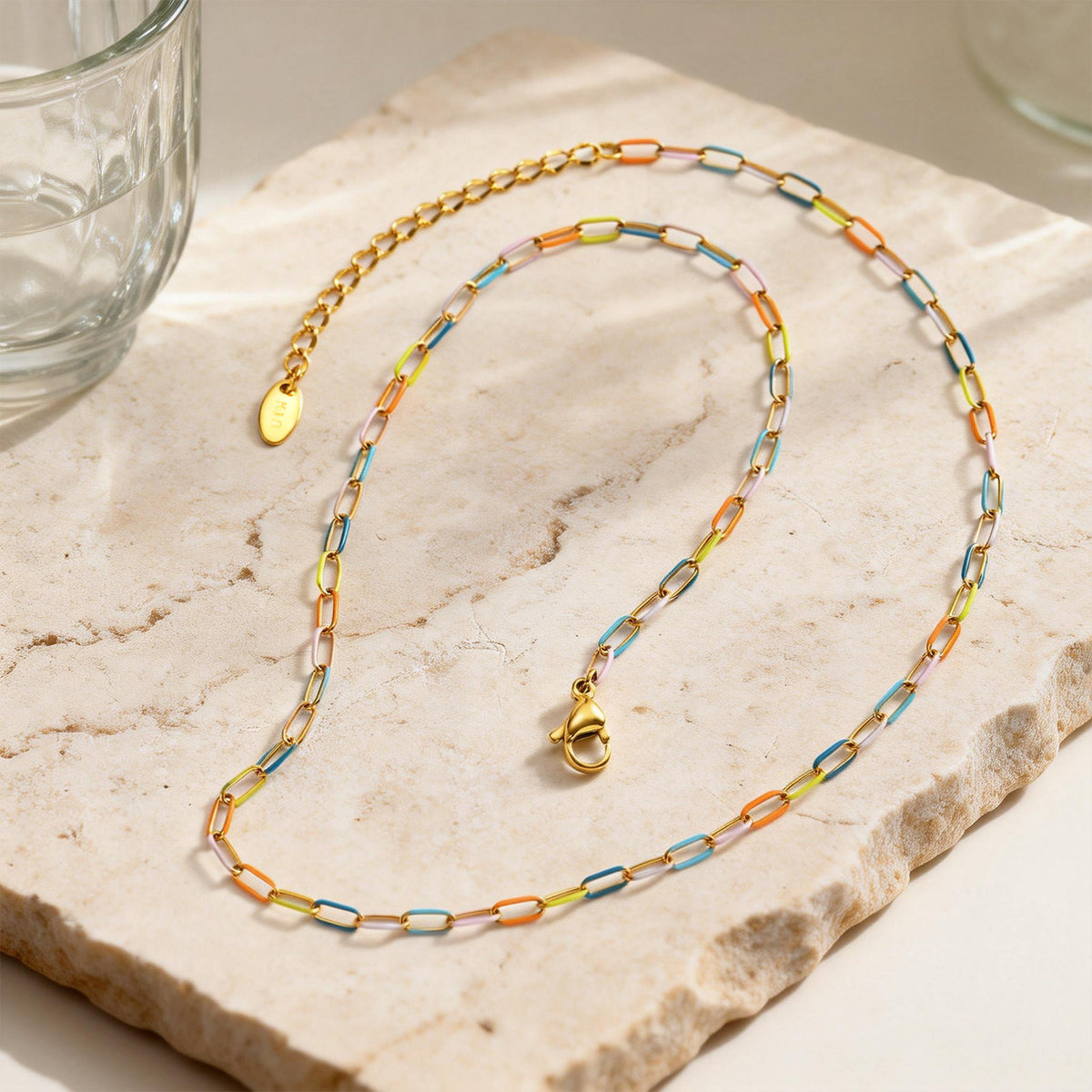 Stainless Steel Bohemian Color Oil Drop Bracelet Necklace