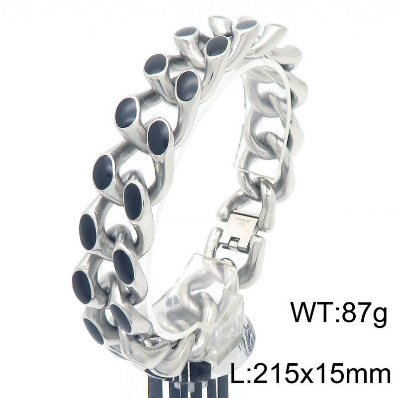Polished Bracelet – Hip-Hop Nightclub Design Drip Cuban Chain Buckle Stainless Steel