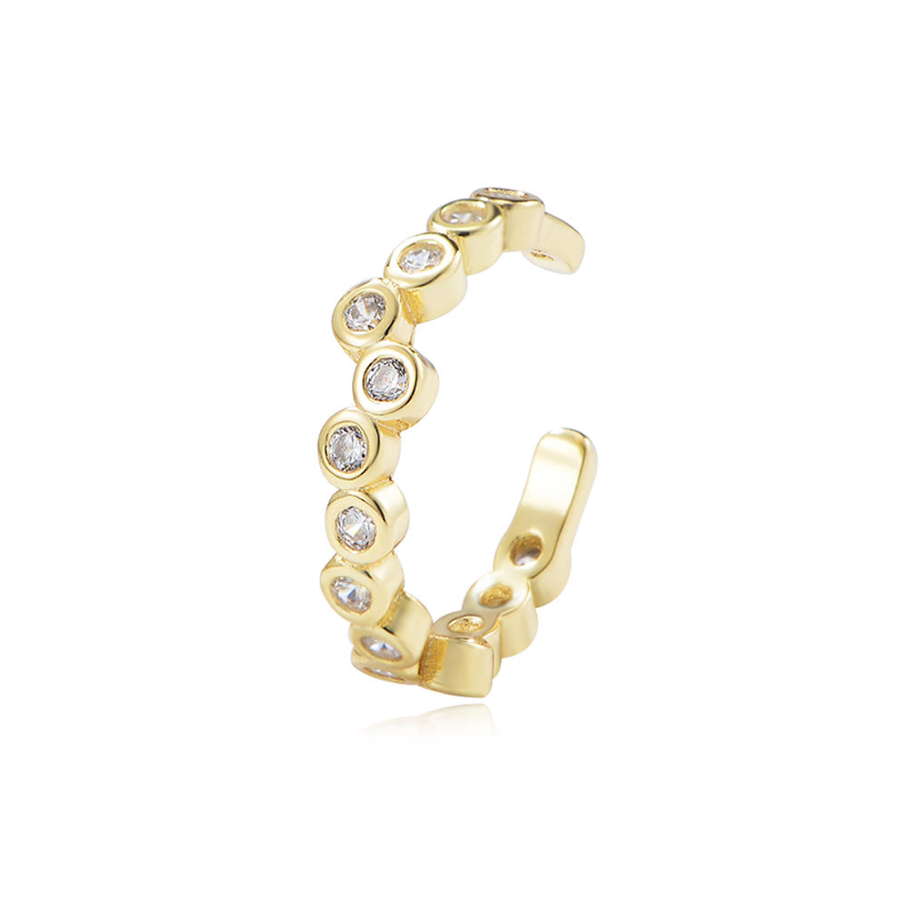 Planderful S925 Sterling Silver Ear Buckle Earrings Geometric Zircon Clip For Modern Women